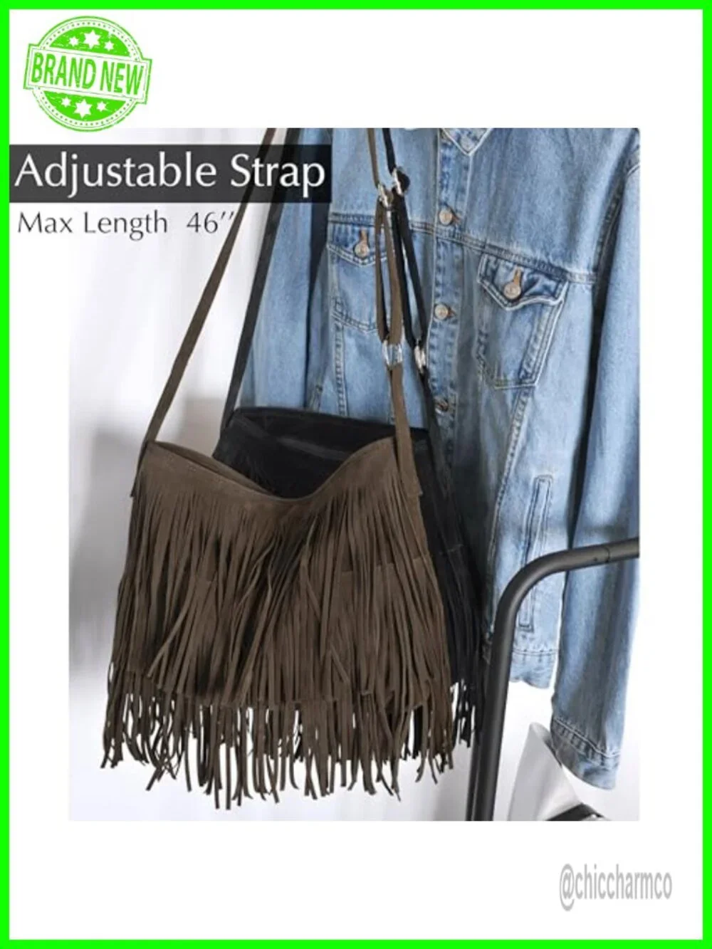 Faux Suede Leather Hobo Crossbody Shoulder Bag with Tassels